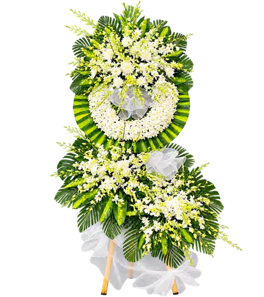 Kệ Hoa Viếng Trắng Xanh (Vừa) – Mẫu 1367