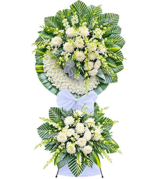 Kệ Hoa Viếng Trắng Xanh (Vừa) – Mẫu 1372