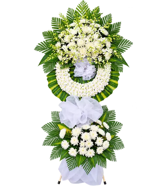 Kệ Hoa Viếng Trắng Xanh (Vừa) – Mẫu 1373