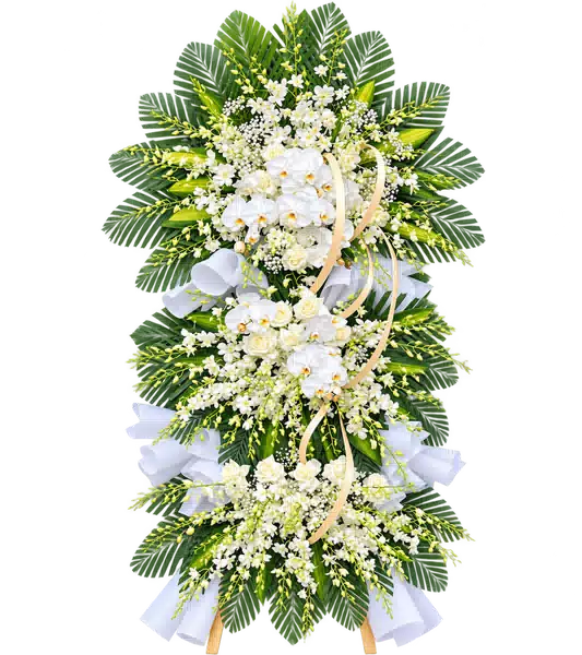 Kệ Hoa Viếng Trắng Xanh (Vừa) – Mẫu 1413