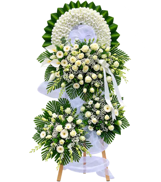 Kệ Hoa Viếng Trắng Xanh (Vừa) – Mẫu 1291