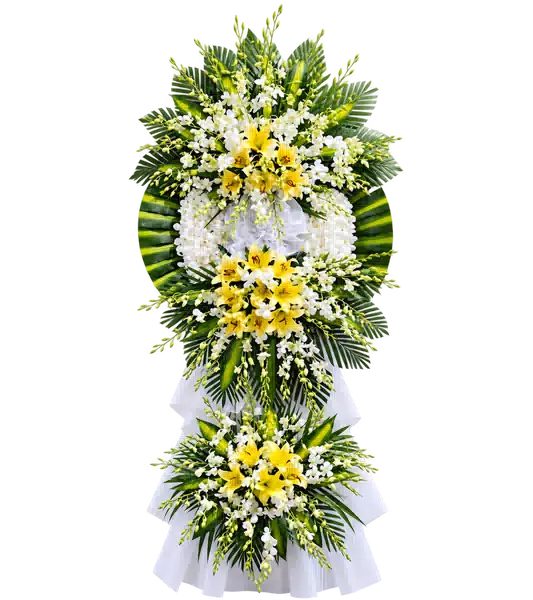 Kệ Hoa Viếng Trắng Xanh (Vừa) – Mẫu 1418