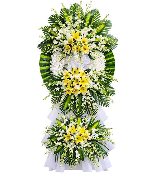 Kệ Hoa Viếng Trắng Xanh (Vừa) – Mẫu 1422