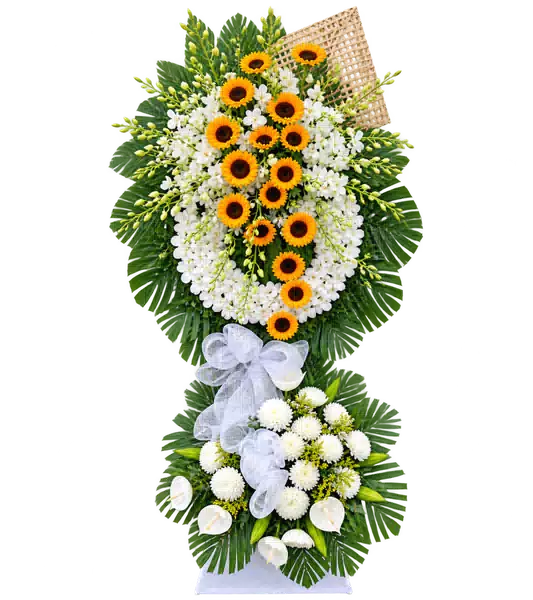 Kệ Hoa Viếng Trắng Xanh (Vừa) – Mẫu 1427