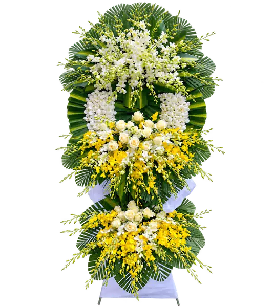 Kệ Hoa Viếng Trắng Xanh (Vừa) – Mẫu 1435