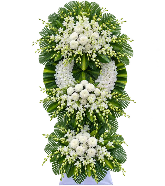 Kệ Hoa Viếng Trắng Xanh (Vừa) – Mẫu 1437