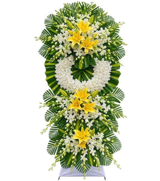 Kệ Hoa Viếng Trắng Xanh (Vừa) – Mẫu 1439