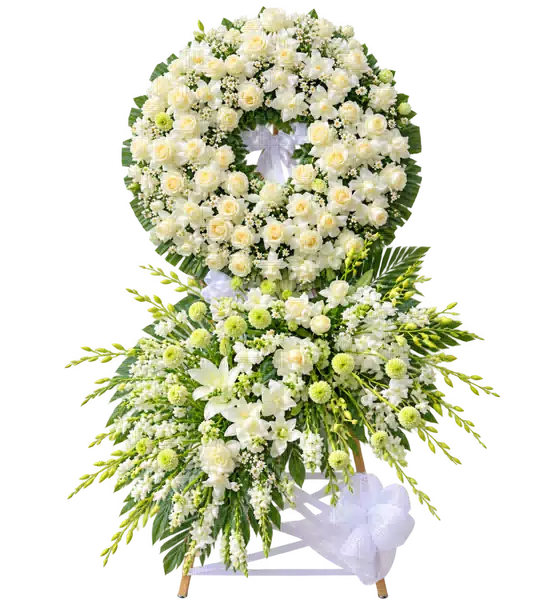 Kệ Hoa Viếng Trắng Xanh (Vừa) – Mẫu 1292