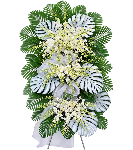 Kệ Hoa Viếng Trắng Xanh (Vừa) – Mẫu 1441