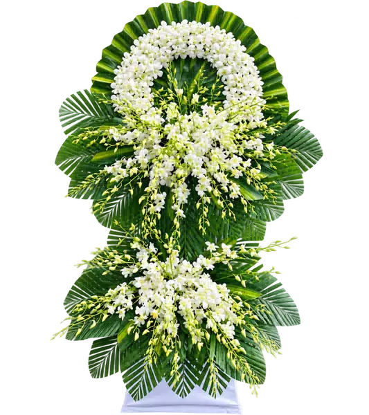 Kệ Hoa Viếng Trắng Xanh (Vừa) – Mẫu 1447