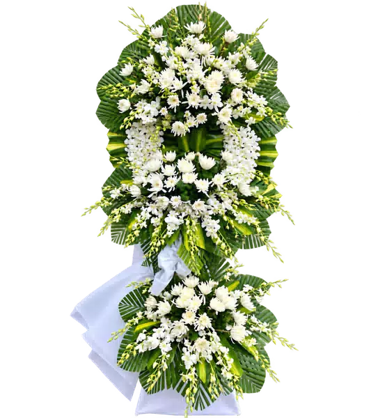 Kệ Hoa Viếng Trắng Xanh (Vừa) – Mẫu 1448