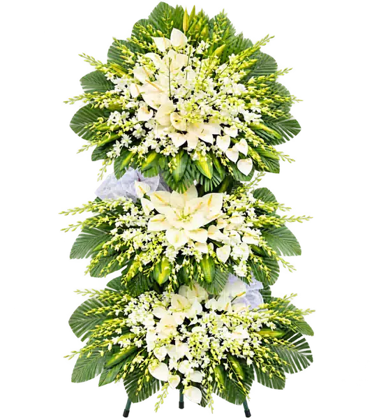 Kệ Hoa Viếng Trắng Xanh (Vừa) – Mẫu 1449