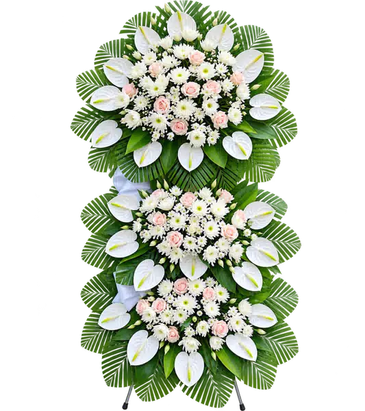 Kệ Hoa Viếng Trắng Xanh (Vừa) – Mẫu 1452