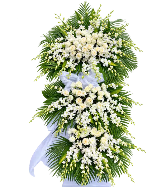 Kệ Hoa Viếng Trắng Xanh (Vừa) – Mẫu 1453