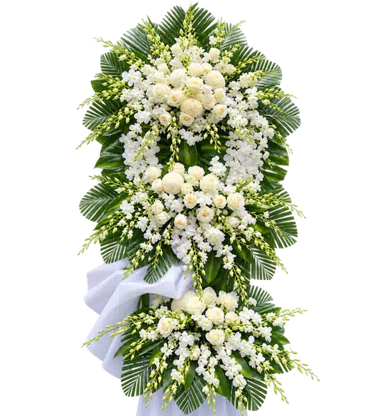 Kệ Hoa Viếng Trắng Xanh (Vừa) – Mẫu 1454
