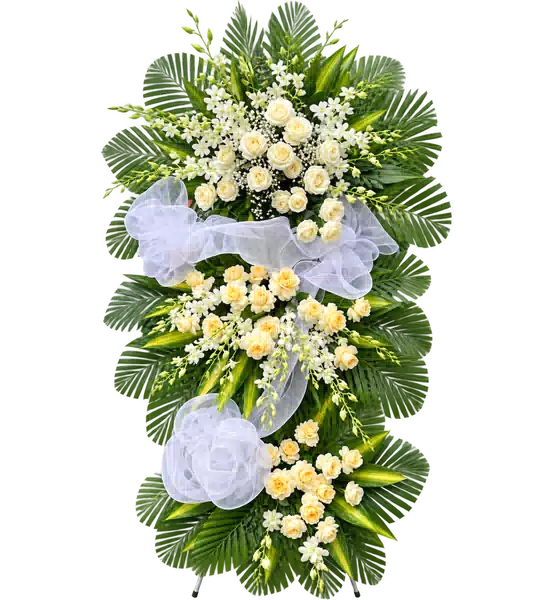 Kệ Hoa Viếng Trắng Xanh (Vừa) – Mẫu 1457