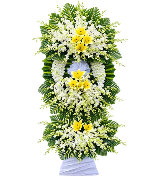 Kệ Hoa Viếng Trắng Xanh (Vừa) – Mẫu 1458