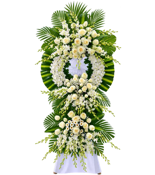 Kệ Hoa Viếng Trắng Xanh (Vừa) – Mẫu 1467