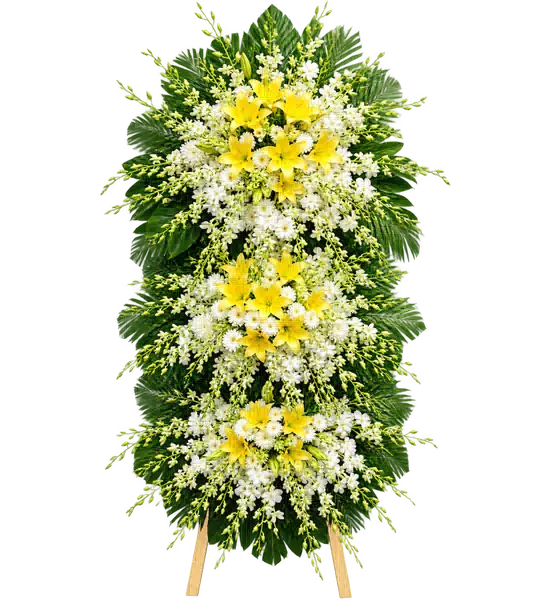Kệ Hoa Viếng Trắng Xanh (Vừa) – Mẫu 1472