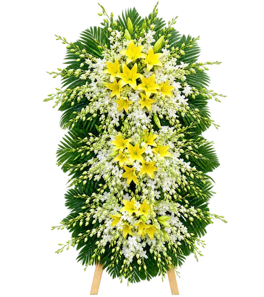 Kệ Hoa Viếng Trắng Xanh (Vừa) – Mẫu 1473