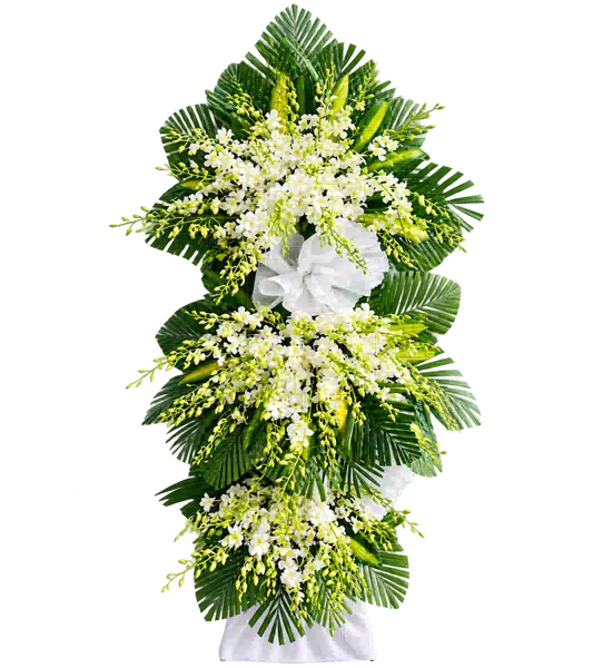 Kệ Hoa Viếng Trắng Xanh (Vừa) – Mẫu 1474