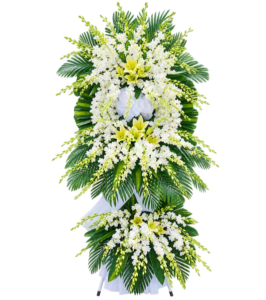 Kệ Hoa Viếng Trắng Xanh (Vừa) – Mẫu 1477