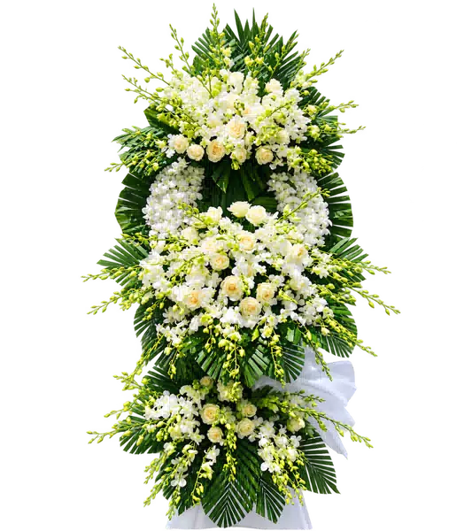 Kệ Hoa Viếng Trắng Xanh (Vừa) – Mẫu 1478