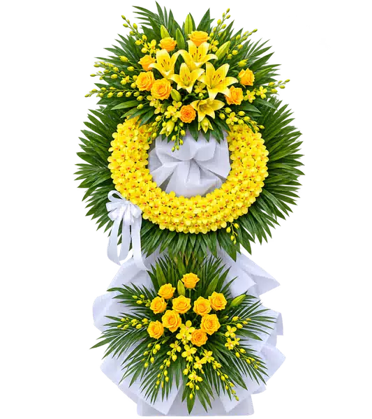 Kệ Hoa Viếng Vàng Xanh (Vừa) – Mẫu 1424