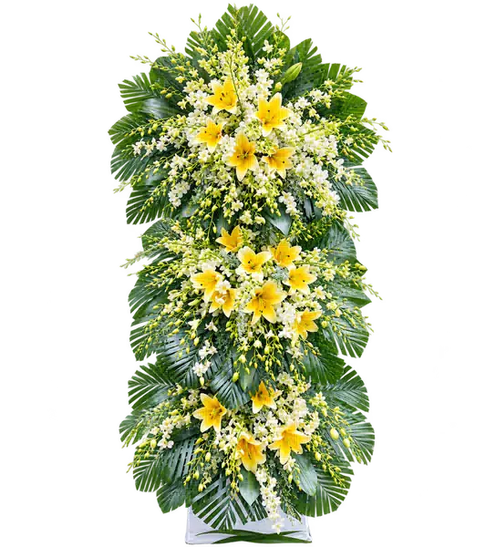 Kệ Hoa Viếng Vàng Xanh (Vừa) – Mẫu 1340