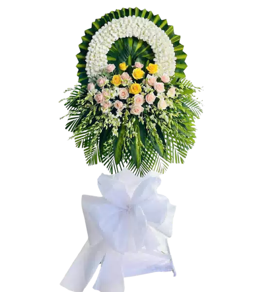Vòng Hoa Đứng Dạng Oval 1 Tầng mang sắc Trắng và – Mẫu 594308