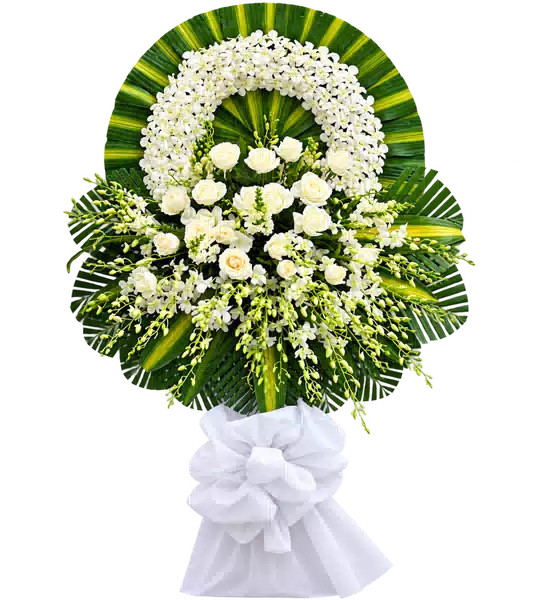 Vòng Hoa Viếng Lan Trắng Hồng Trắng (Tiêu chuẩn) – Mẫu 1211