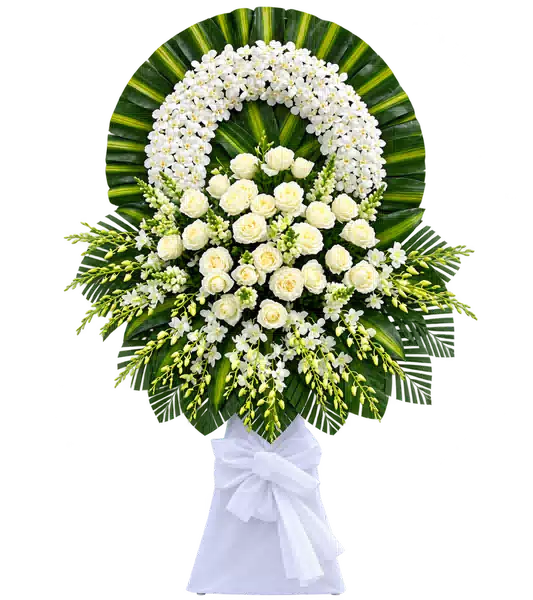 Vòng Hoa Viếng Lan Trắng Hồng Trắng (Tiêu chuẩn) – Mẫu 1225
