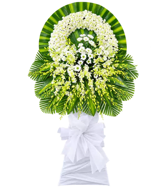 Vòng Hoa Viếng Tông Trắng Xanh (Trung bình) – Mẫu 1229
