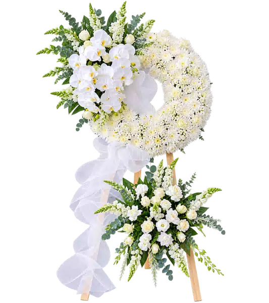 Vòng Hoa Viếng Trắng Phối Lan